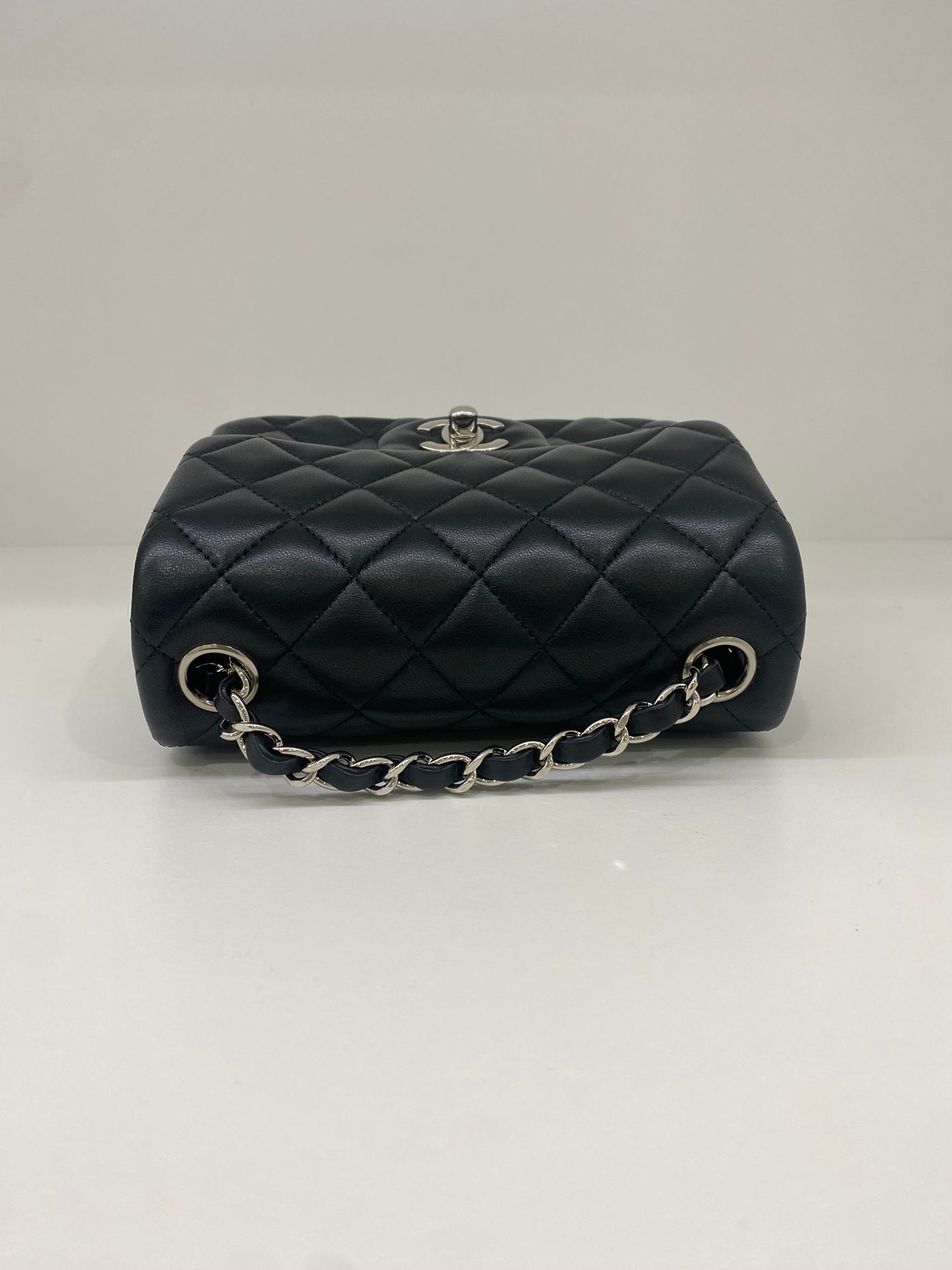 Chanel Mini Square Flap Black Lambskin SHW