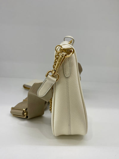 Prada Re-Edition Saffiano White GHW