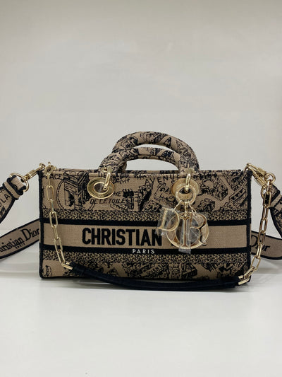 Dior Lady Dior - mini rectangle beige & black