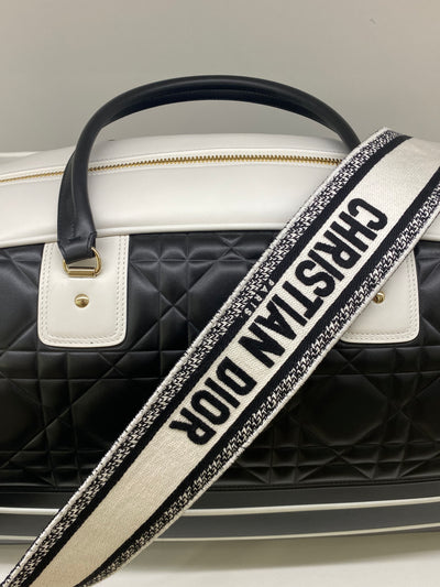 Dior Quilted Bowling Bag Luggage / White & Black