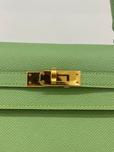 Hermes Kelly 25 Vert Criquet GHW - Y Stamp