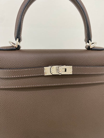 Hermes Kelly 25 Sellier Epsom Ecorce PHW