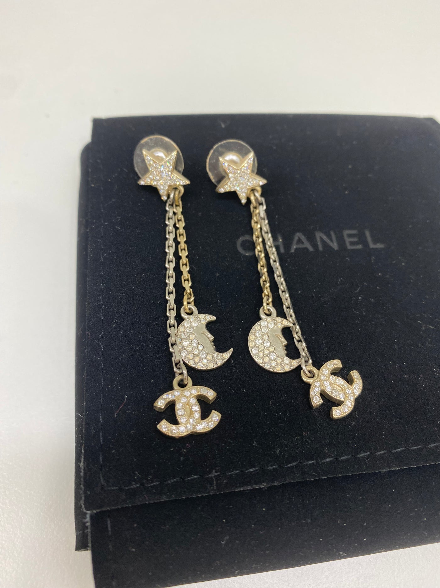 Chanel Diamante Moon and Star Earrings
