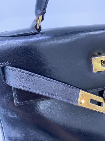 Hermès Kelly 28 Black Box Leather *Vintage*