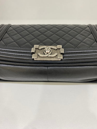 Chanel Boy Bag Black Lambskin SHW