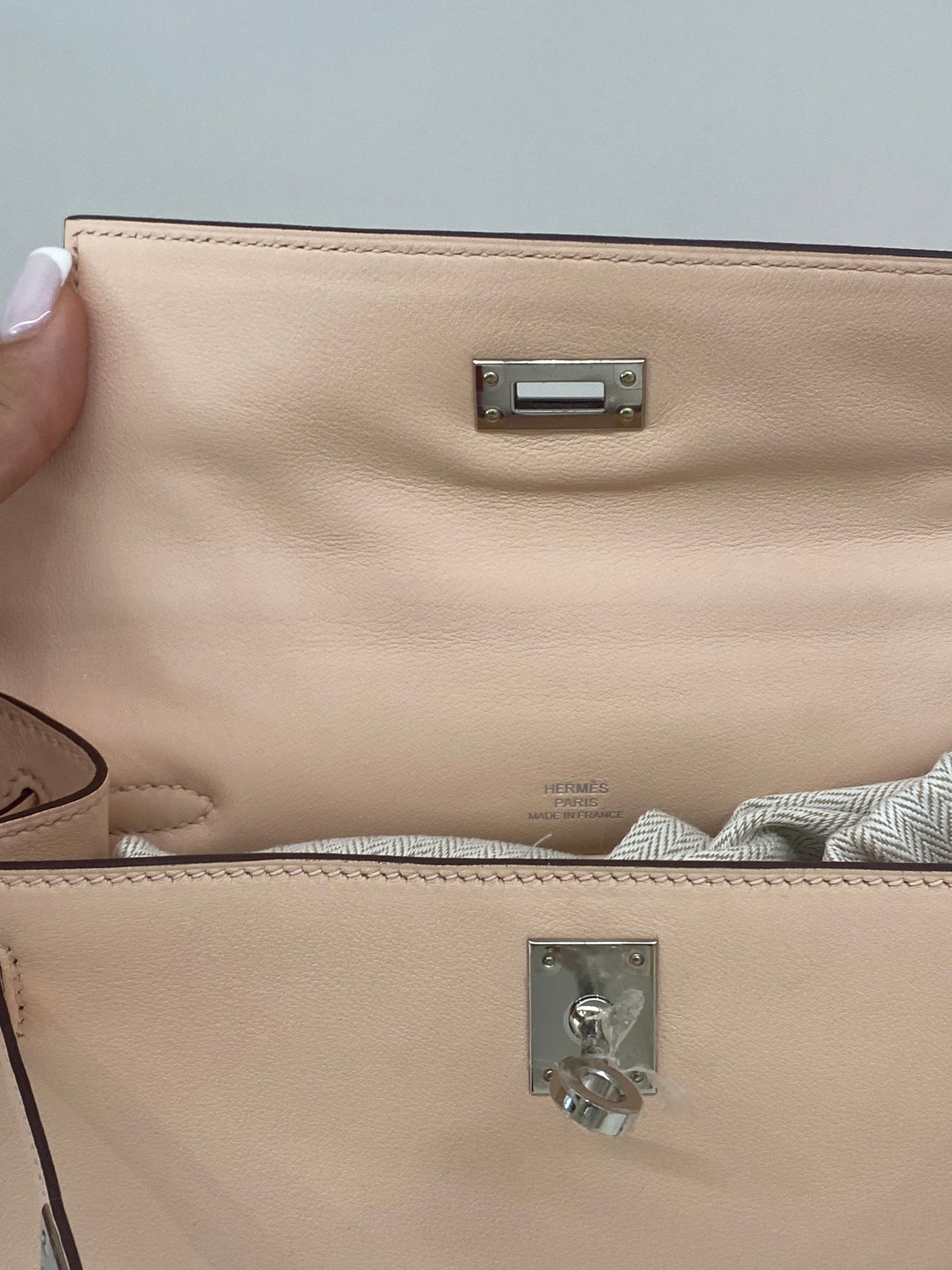 Hermes Kelly Pochette Rose Elegantine PHW