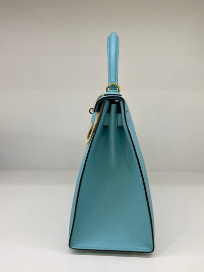 Hermes Kelly 28 Blue Atoll - Y Stamp GHW