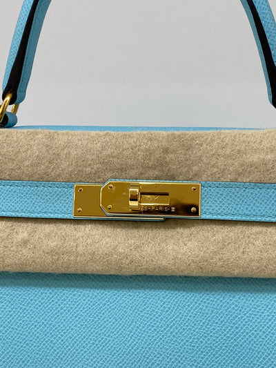 Hermes Kelly 28 Blue Atoll - Y Stamp GHW