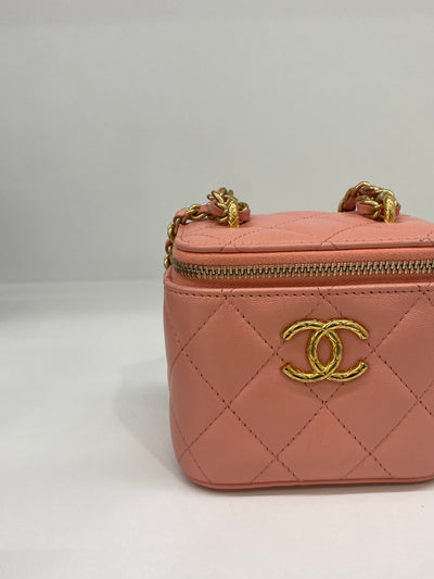 Chanel Mini Vanity Case Peach GHW