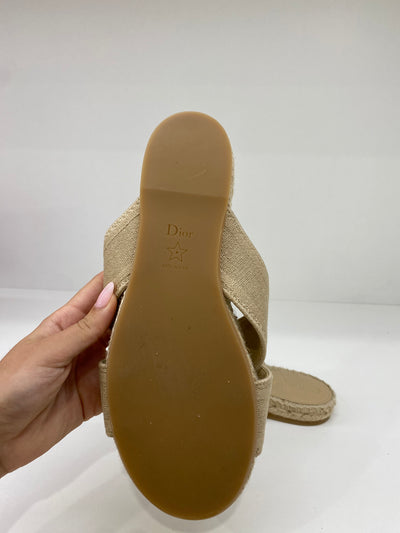 Christian Dior Sand Canvas Slides - Size 38.5