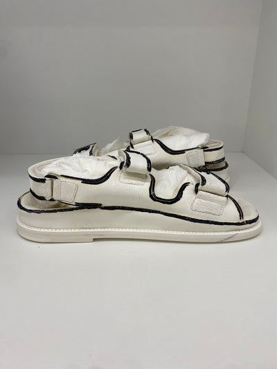Chanel Dad Sandals Black & White Size 37.5