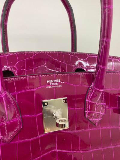 Hermes Birkin 30 Crocodile Niloticus Rose Pourpre PHW