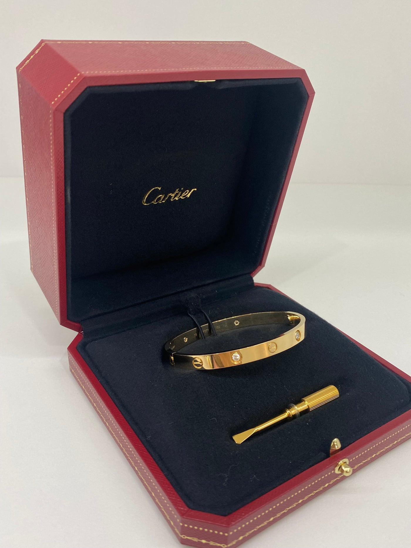 Cartier Love Bangle Yellow Gold 4 Diamonds Size 18