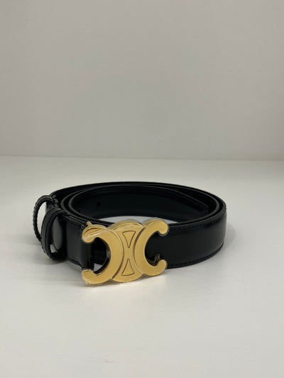 Celine Trimophe Medium Black Belt - Size 75