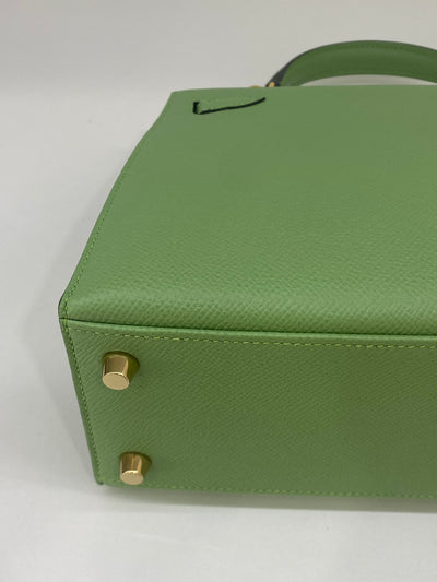 Hermes Kelly 25 Vert Criquet GHW - Y Stamp