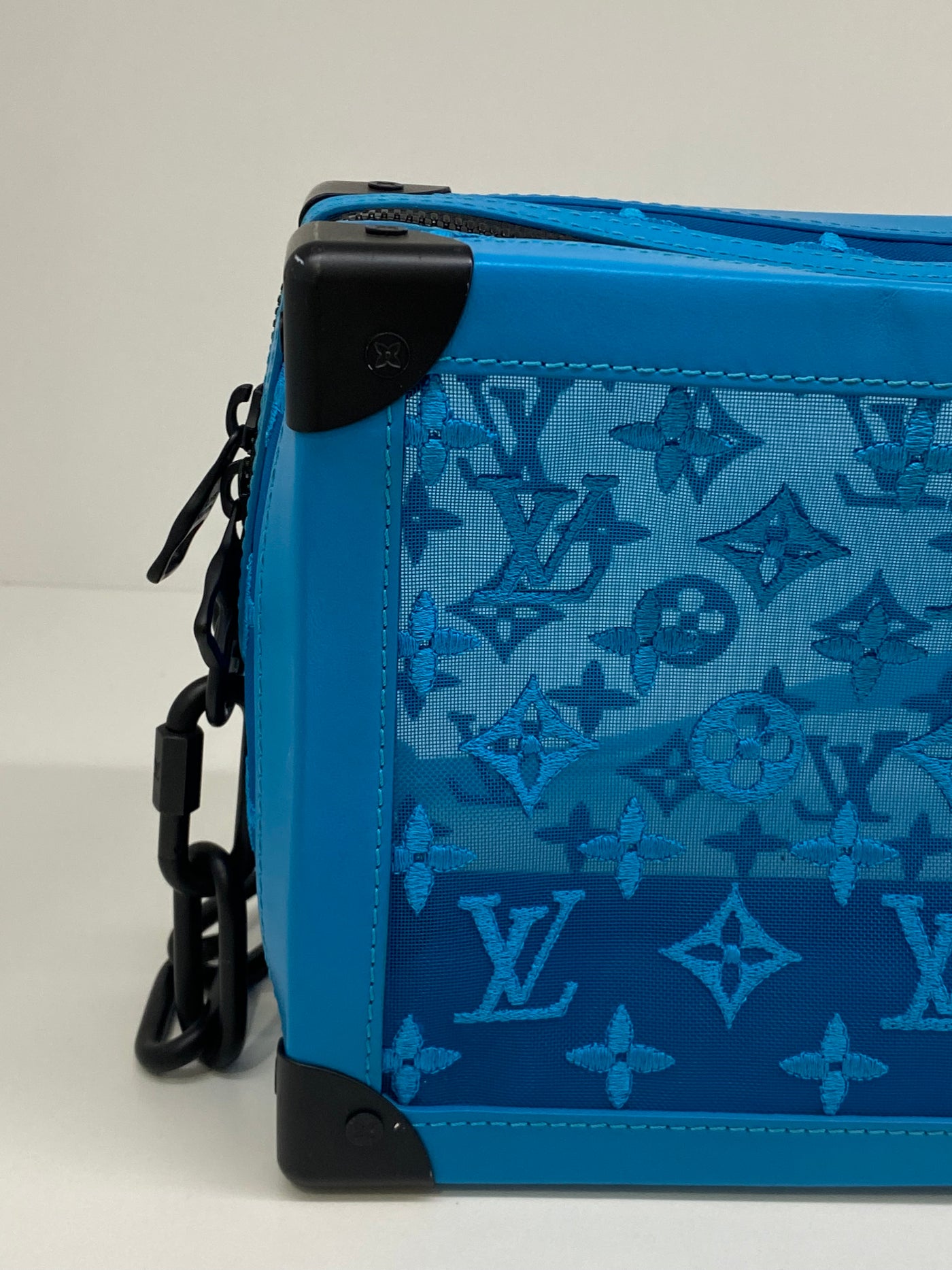 Louis Vuitton Leather/Mesh Blue Satchel