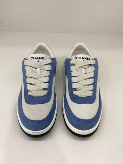 Chanel Sneakers Blue/White Suede - Size 37.5