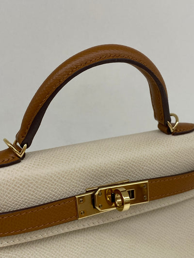Hermes Mini Kelly Special Order Craie & Biscuit GHW