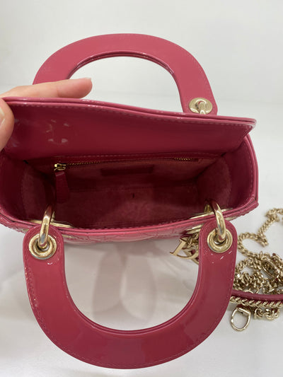 Christian Dior Lady Dior Small Rose Pink Patent