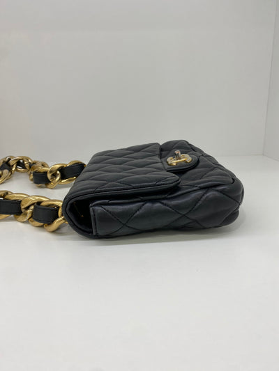 Chanel Square Shoulder Bag Black GHW (microchip)