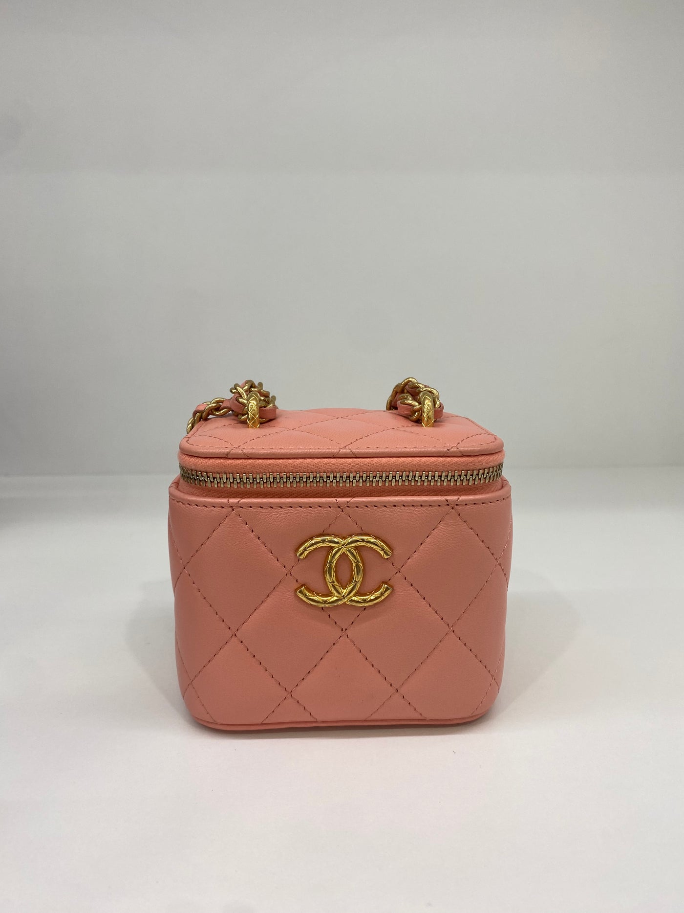 Chanel Mini Vanity Case Peach GHW