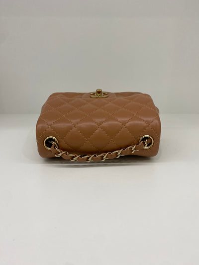 Chanel Mini Square Flap Brown Lambskin GHW