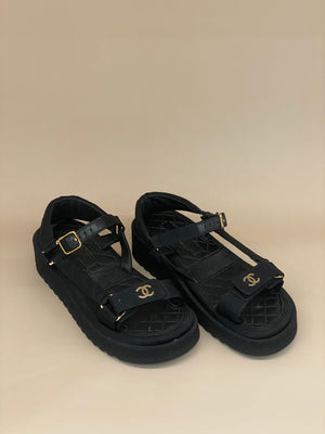 Chanel Platform Sandals Black Size 37 1/2