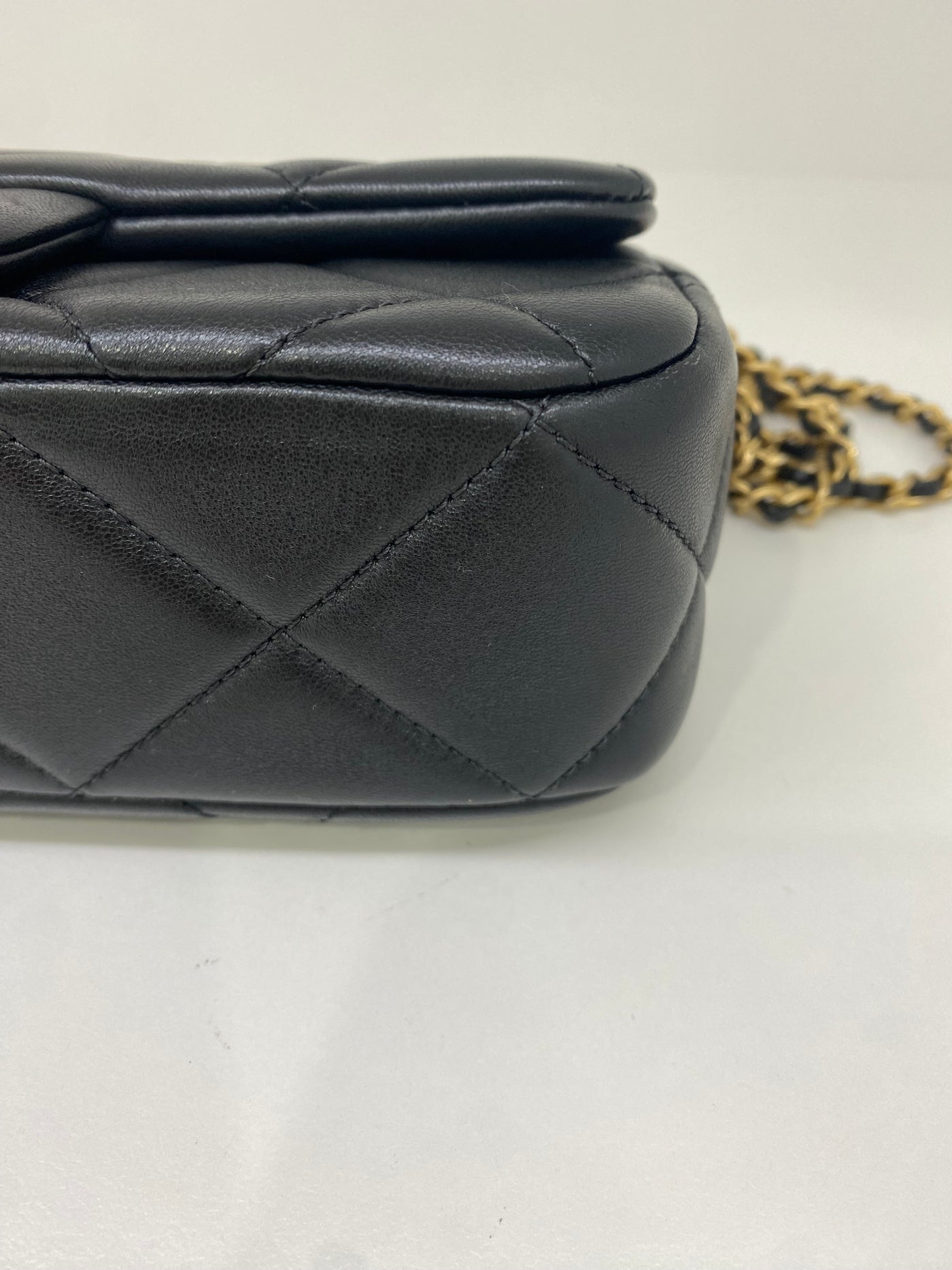 Chanel Small Flap Lambskin Pearl Detail Black GHW (Adjustable Strap)