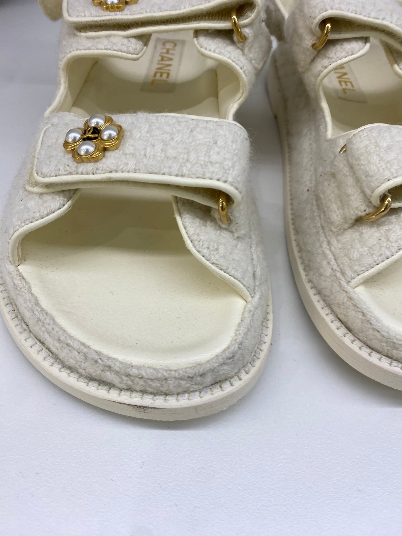 Chanel Dad Sandal Cream Tweed 39C