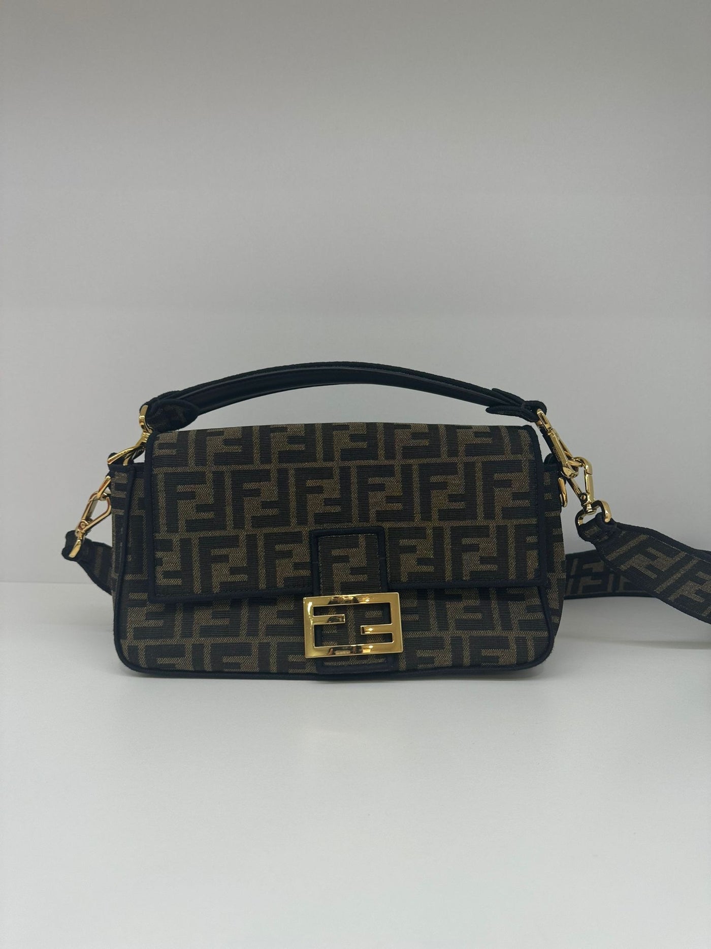 Fendi Baguette FF Logo Brown