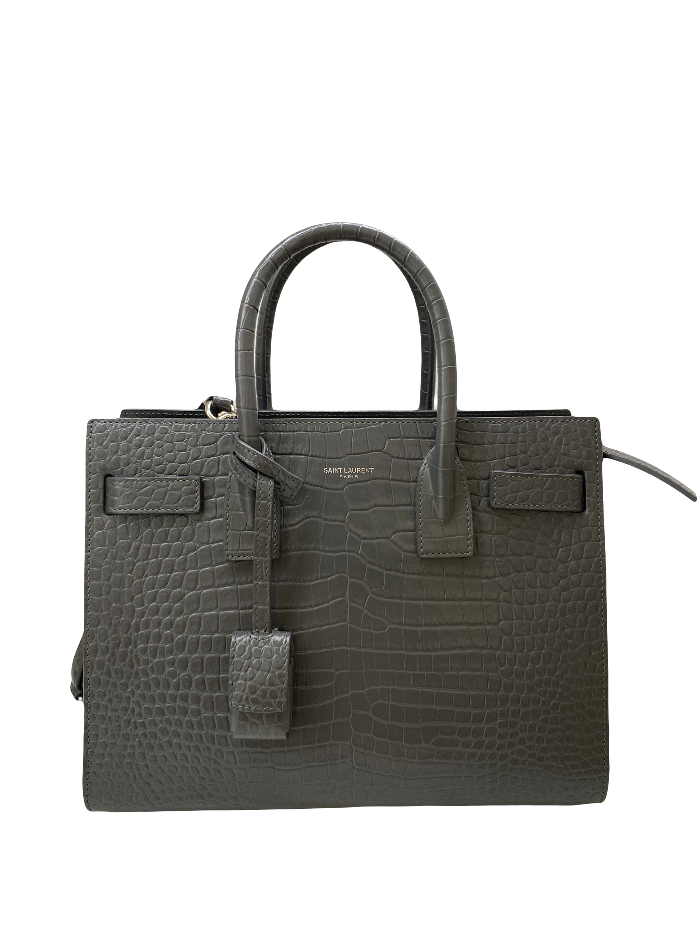 YSL Sac De Jour Small Grey Croc