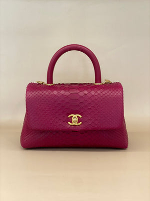 Chanel Coco Handle Small Burgundy Python GHW