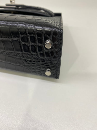 Hermes Mini Kelly Matte Mississippiensis Alligator Noir PHW