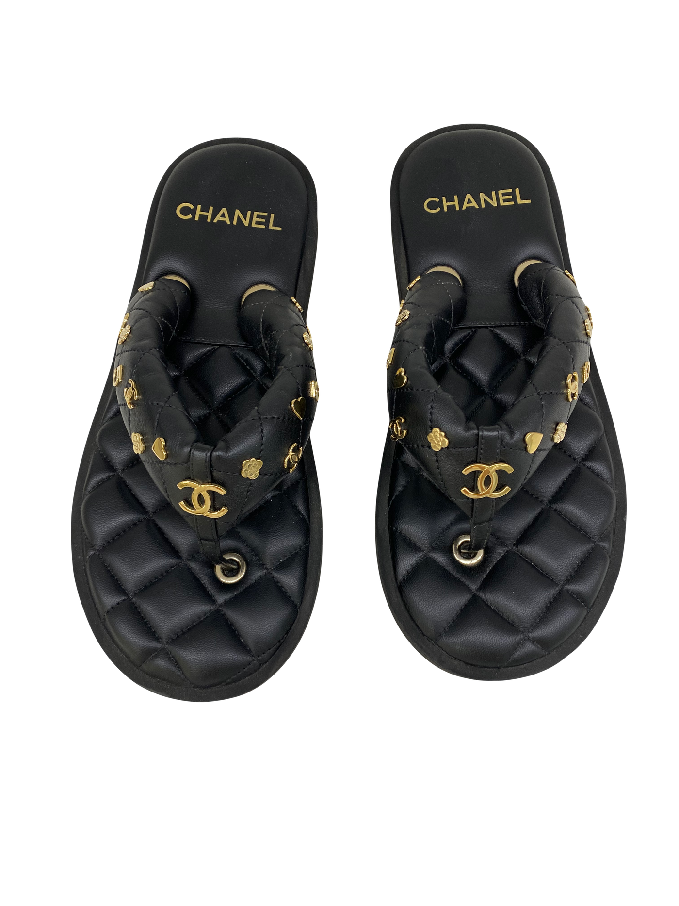 Chanel Black Thongs Size 39