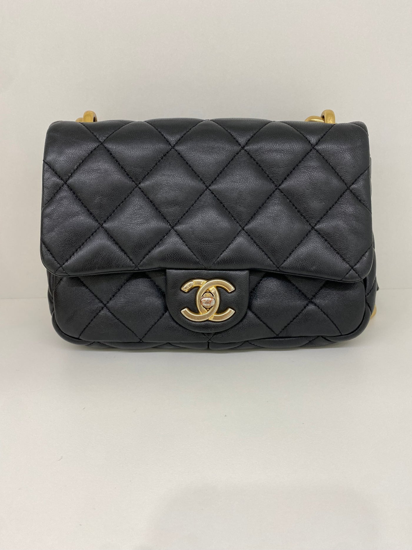 Chanel Square Shoulder Bag Black GHW (microchip)