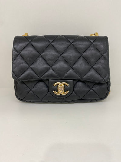 Chanel Square Shoulder Bag Black GHW (microchip)