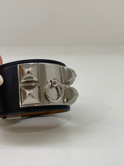 Hermes Black and Silver Cuff