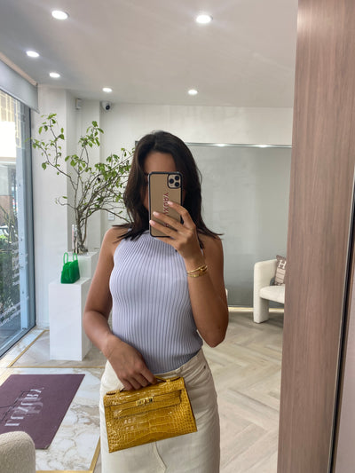 Hermes Kelly Pochette - Amber GHW - Shiny Alligator 2018
