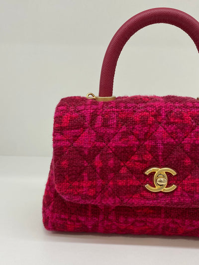 Chanel Coco Handle Red/Pink Tweed GHW