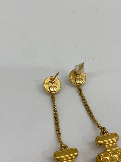 Chanel Number 5 Earrings Gold