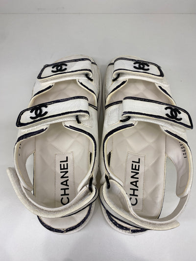 Chanel Dad Sandals Black & White Size 37.5
