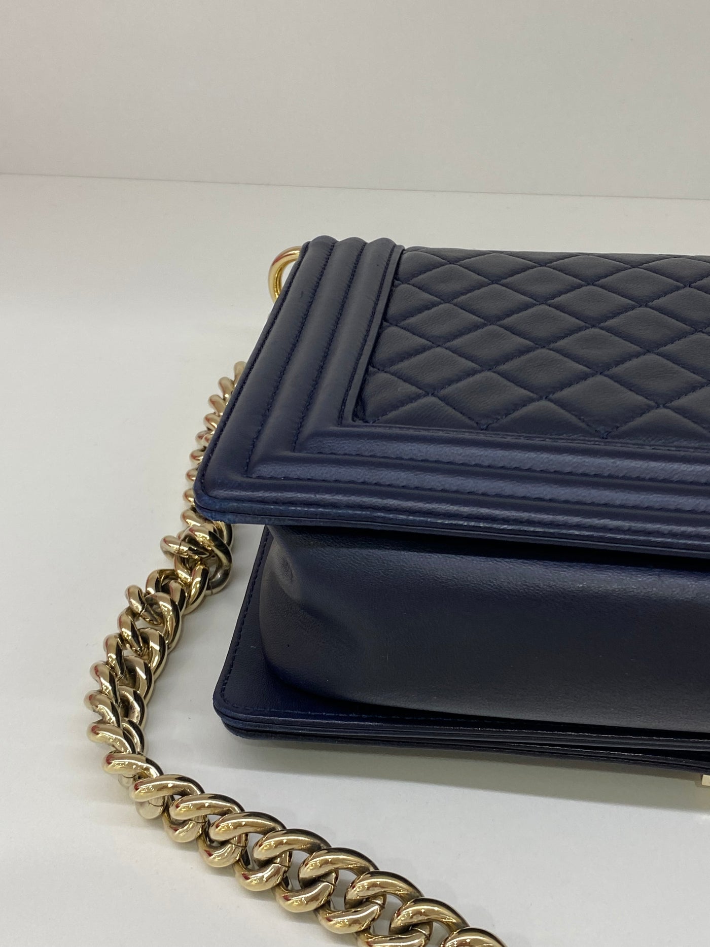 Chanel Boy Bag Navy Medium - GHW