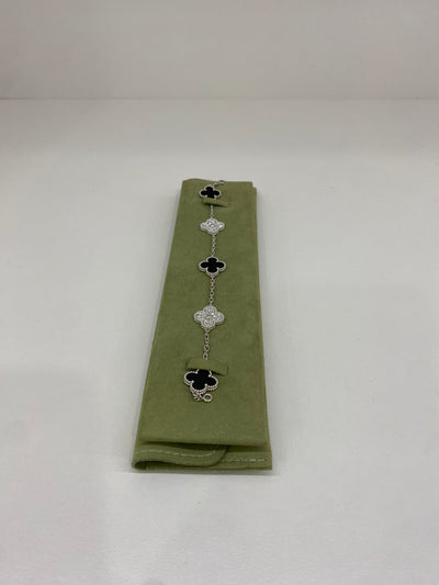Van Cleef & Arpels 5 Motif Alhambra Bracelet - Onyx & Diamonds