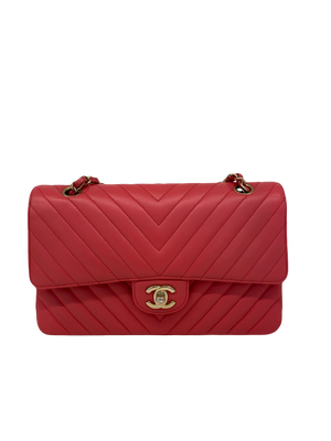 Chanel Classic Flap Medium Red Chevron GHW