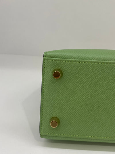 Hermes Kelly 25 Vert Criquet GHW - Y Stamp