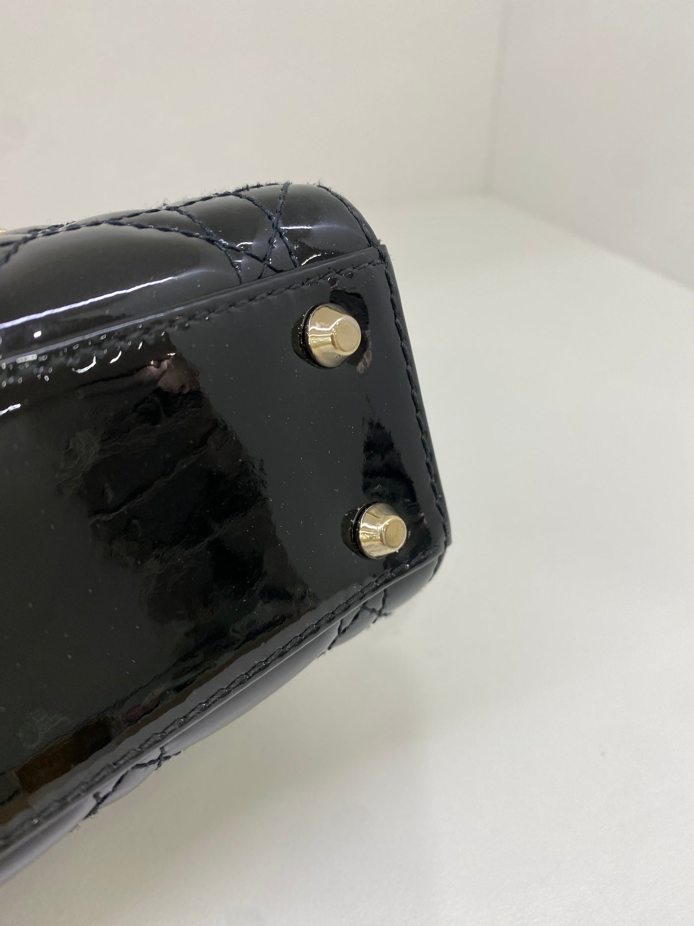 Dior Lady Dior Mini Black Patent GHW