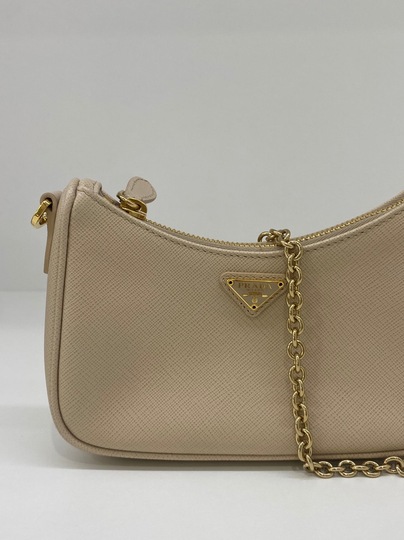 Prada Re-edition Mini Shoulder Bag Beige GHW