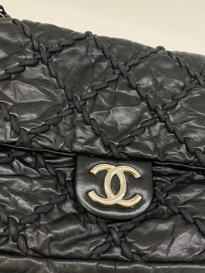 Chanel Large Quilted Detail Black Flap Bag