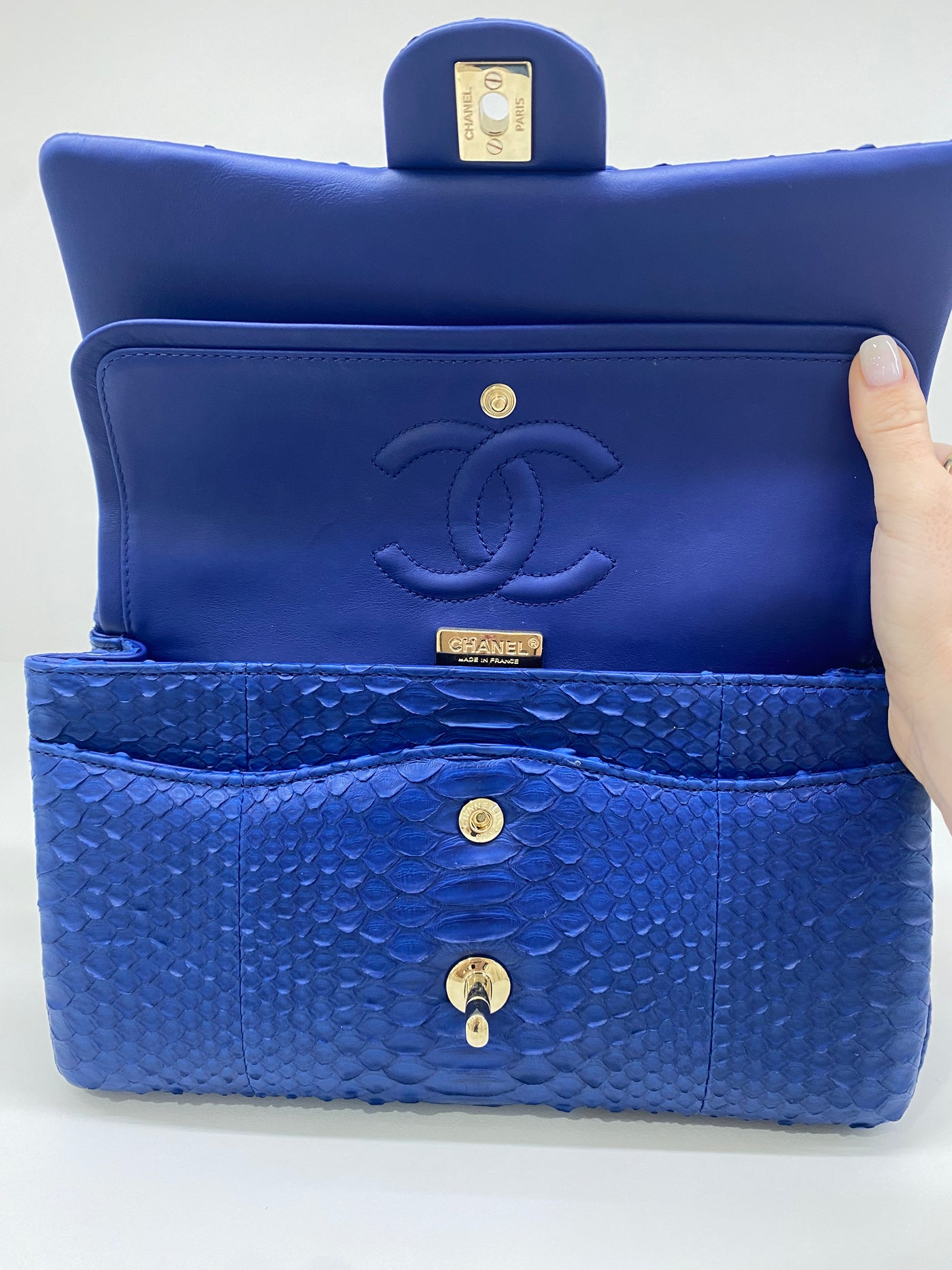 Chanel Classic Flap Medium - Blue Snakeskin SHW (series 22)