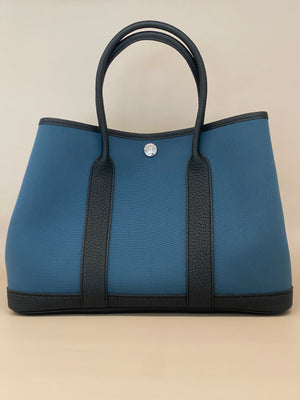 Hermes Garden Party 30 PHW Noir Bleu Tempete
